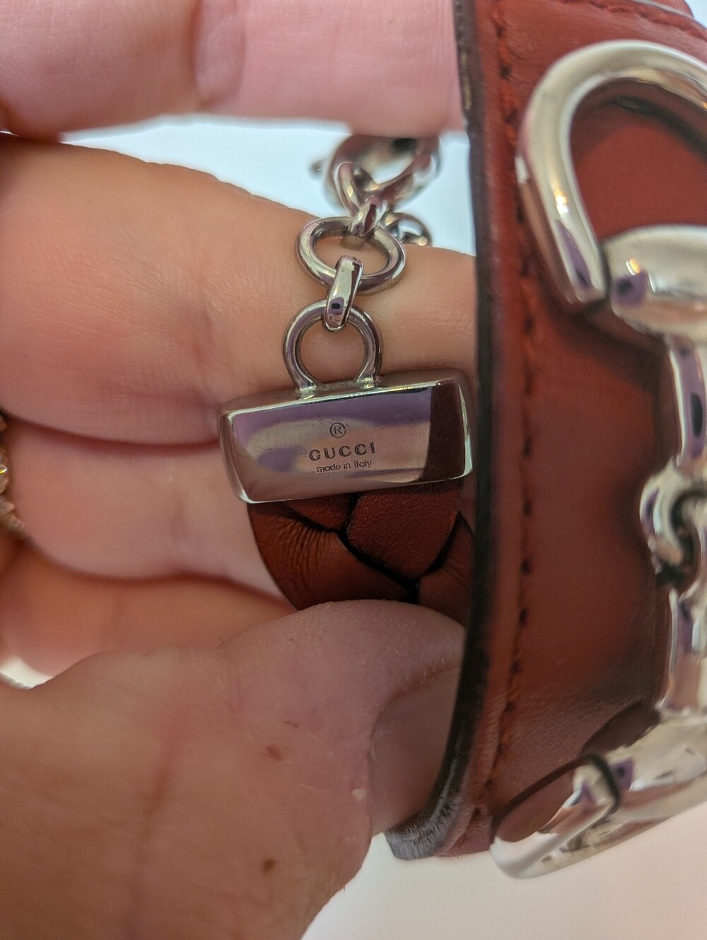 Gucci Red Leather Braided Horsebut Bracelet Like New ๐ - Picture 3 of 11